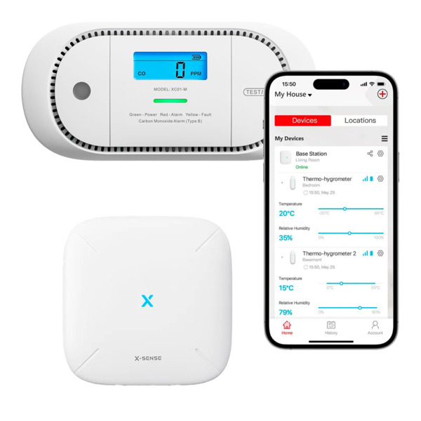 X-SENSE XC01-M Detector de CO autónomo X-Sense - Conexión con HUB SBS50 para comunicación por APP - Permite conectar 50 detector (1)