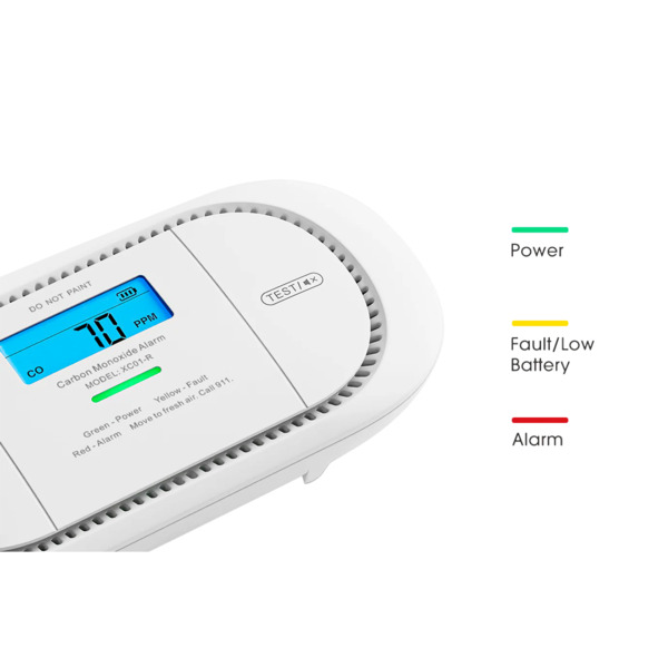 X-SENSE XC01-R Detector de CO autónomo X-Sense - Duración de la batería 5 años (reemplazable) - Indicador luminoso de alarma - A (1)