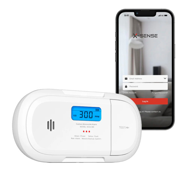 X-SENSE XC04-WX Detector de CO autónomo X-Sense - Comunicación WiFi 2.4GHz - Conexión a través de APP - Duración de la batería 1