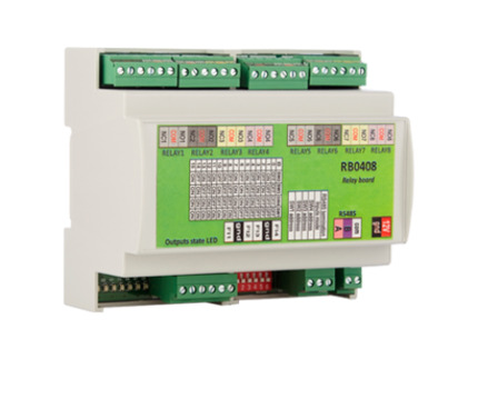 Comprar RB0408 Placa de relés para controlador (PCB)- modulo entrada/salida - aplicación de ascensor - 8 relés - Caja riel DIN