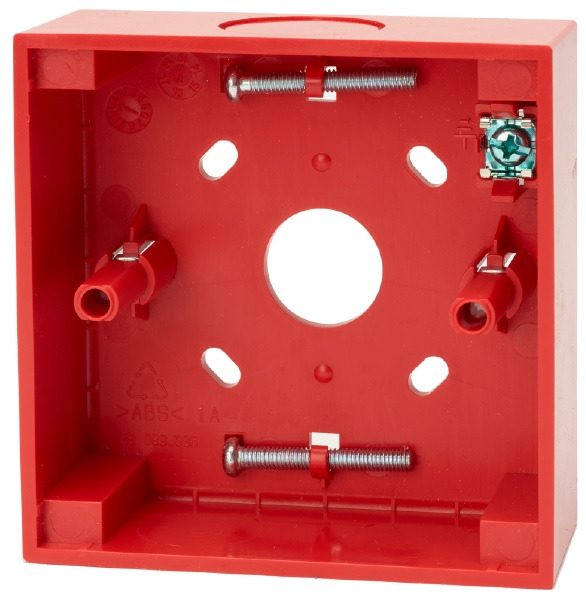 Ziton N-MC-BB-R Base de superficie para pulsadores ZP886R, DM3x10R y NC-MC-100-R. Fabricado en ABS. Color rojo.