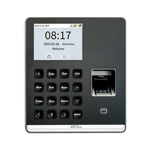 Zkteco SENSE-FP Terminal control horario con teclado, lector de huella y lector RFID 125 kHz. 12VDC 3A, instalación en superfici