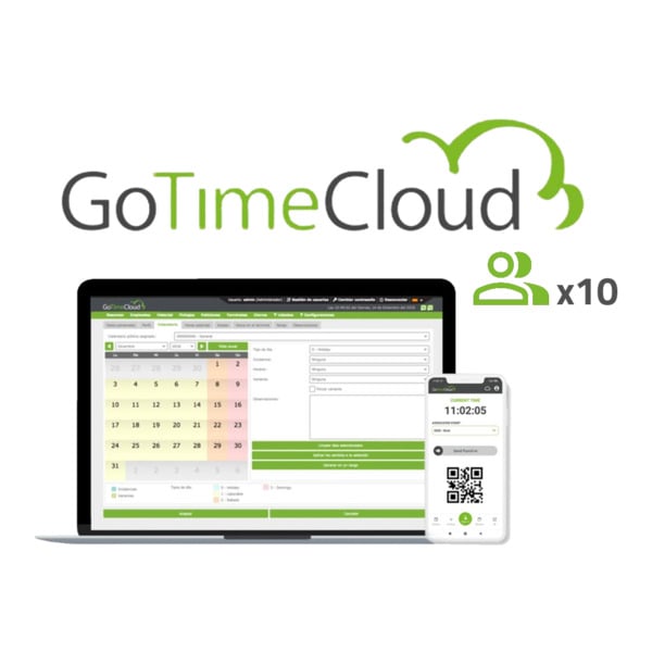 ZKTECO ZK-GOTIMECLOUD-10 Licencia nube control de presencia - 10 usuarios / 10 APPs - Cloud de pago anual | Precio usuario/año -